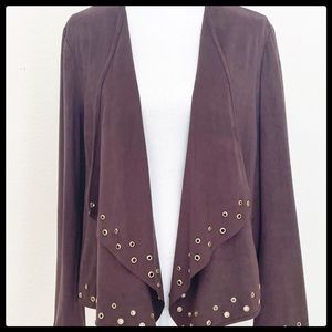 INC International Concepts Brown Faux Suede Jacket